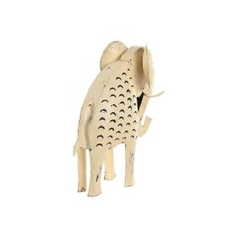 DKD Home Decor Decoración Indio Elefante de Metal Blanco 30 x 26 x 9 cm (2 Unidades)