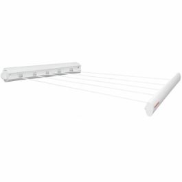 Leifheit Secador de pared ROLLFIX - Tendedero retráctil 21 metros, 5 cables extensibles 4.2m, bobinado automático, Blanco