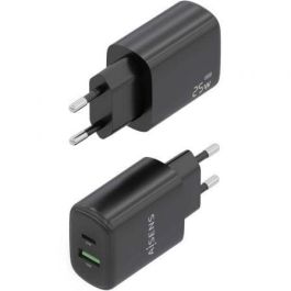 AISENS - CARGADOR 25W, 1xUSB-C PD3.0, 1xUSB-A QC3.0, NEGRO