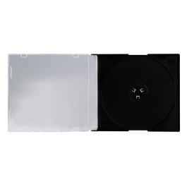 Q-connect Caja CD Slim con Interior Negro Pack 25 Unidades para Almacenamiento CD/DVD