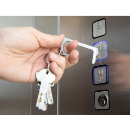 Blanca Llavero Higiénico Anticontacto Acero Inoxidable 3,20x7,60 cm para Evitar Tocar Superficies