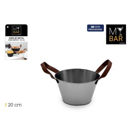 Inde Cubo Metal Ovalado con Asas de Piel Color Gris 20 cm (12 Unidades) Precio: 22.49999961. SKU: B1FQZ635NV