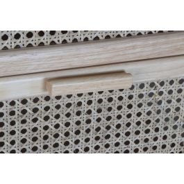 DKD Home Decor Cajonera Balines Rejilla Natural Caucho Ratan 90 x 40 x 30 cm