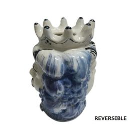 DKD Home Decor Macetero Mediterraneo Sicilia 2024 Blanco Azul Porcelana 15 x 26 x 15 cm