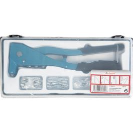 Meister CP195270 Juego de Remachadora con 100 Remaches de Aluminio y Maletín de Plástico con Tapa Transparente