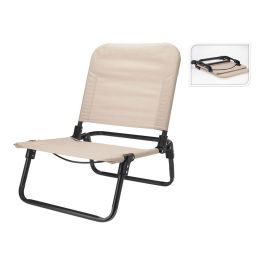 Redcliffs Silla camping plegable, poliéster y aluminio, color crema y negro