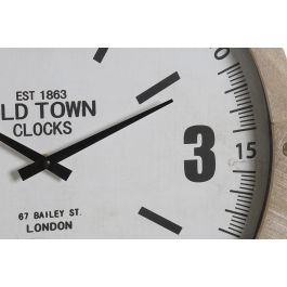 DKD Home Decor Reloj de Pared Vintage Blanco Natural Hierro y MDF 60x52x5 cm