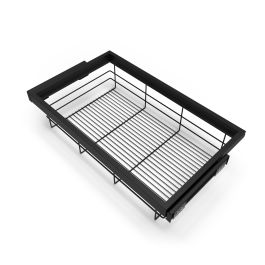 Emuca Kit de cesta de alambre y bastidor de guías con cierre suave para armario, regulable, módulo 800mm, Negro texturizado
