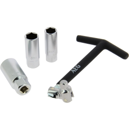 Aeg Llave Bujías Articulada con Rótula y 3 Manguitos 16-18-21mm Mango T Antideslizante Acero Inoxidable