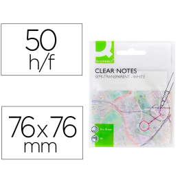 Q-connect Bloc de notas adhesivas removibles 76x76 mm plástico translucido blanco 50 hojas Precio: 1.79000019. SKU: B1CBFW7F9N