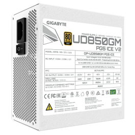 GIGABYTE UD850GM PG5 V2 ICE Fuente de Alimentación 850W 80 PLUS Gold ATX 3.1 PCIe Gen 5.1 Completamente Modular Blanco