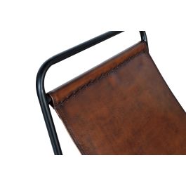 Giner y Colomer Sillón Tapizado en Cuero Natural y Metal Marrón con Patas Negras