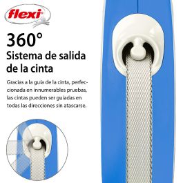 Flexi New Comfort M Correa Retráctil de Cinta para Perros 5 Metros Azul Bicolor, Freno Mejorado, Plástico Resistente para Paseos Seguros y Cómodos