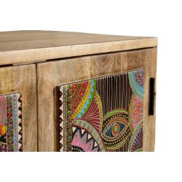 Giner y Colomer Mueble Auxiliar Mango Natural con Detalles Multicolor 60x60x30 cm