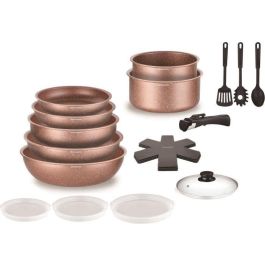 Batería de cocina de inducción - Arthur Martin - AM5865 - Aluminio - 18 piezas - Mango extraíble - Todo tipo de fuegos, incluida inducción