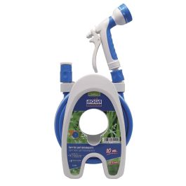 Aqua Control Carrito Portamanguera Especial Terrazas 10m PVC con Pistola 7 Formas Riego, 2 Conectores y Adaptador