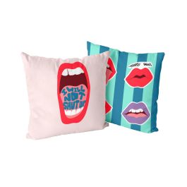 Funda de cojín HappyFriday Aware Lips Multicolor 50 x 50 cm 2 Piezas Precio: 7.99000026. SKU: B1H46Q243F