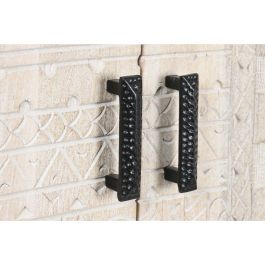 DKD Home Decor Armario Indio Desmontable Blanco Negro de Mango y Metal, 180 cm Ancho x 40 cm Fondo x 160 cm Alto, 4 Puertas, 2 Cajones