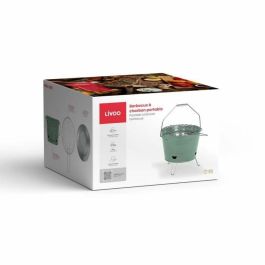 Livoo DOC327V Barbacoa de carbón portátil, verde, ligera, plegable, fácil de limpiar