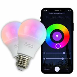 Konyks KON3770008652682 Bombillas LED Antalya Easy E27 Dual Pack Wifi + Bt 11W Colores + Blanco Compatible Alexa Google Home