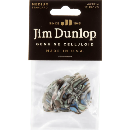DUNLOP Púas Genuine Celluloid Abalón - Medium - Pack 12