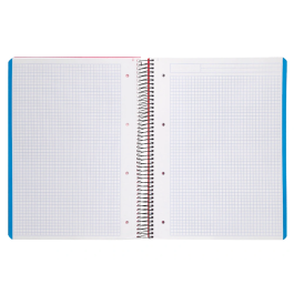 Liderpapel Cuaderno Espiral A4 Plástico 120 Hojas 90gr Cuadro 5mm Rojo