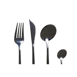 DKD Home Decor Cubertería Chic Negro Set de 16 piezas 1.5 x 13 x 3 cm