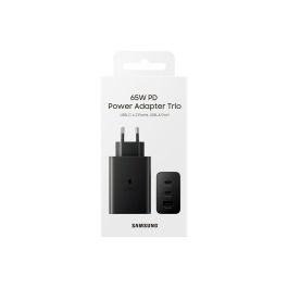 Samsung EP-T6530NBEGEU Cargador de Pared 65W Triple Puerto para Carga Rápida con 2x USB-C y 1x USB-A Negro