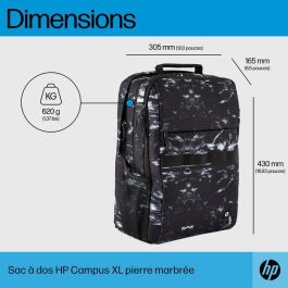 HP Campus XL Marble Stone Backpack, Mochila Antirrobo con Cremallera Bloqueable y Materiales Repelentes a la Lluvia, Espaciosa