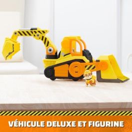Spin Master 6068074 PAW Patrol Rubble Vehículo Construcción Bark Yard Deluxe Bulldozer con Figura, Luces y Sonidos, Edad +3 años