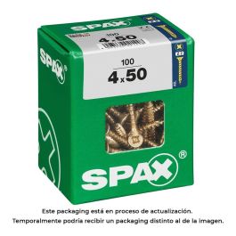 Spax 4081020400507 Tornillo Madera Universal Cabeza Plana Yellox 4,0x50mm Rosca Completa Ranura Cruz Z2 4CUT Caja 100 Unidades