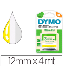 DYMO Cinta LT PACK 3UDS 12mmx4mt -Negro/Blanco Papel + Negro/Blanco Plástico + Negro/Plata metalizada Precio: 16.89000038. SKU: B13WDDL8EY