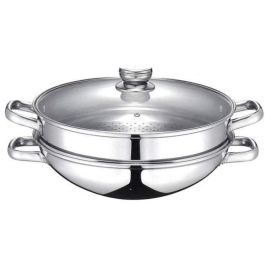 Wok 2 en 1 - BAUMALU - Todo tipo de fuegos, incluida inducción - Tapa de cristal - 32 cm Precio: 74.58999988. SKU: B16ZD5WK9Y