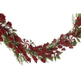 DKD Home Decor Guirnalda de Navidad Tradicional con 35 Luces LED, PVC Verde y Rojo, 180 cm de Altura, Funciona con 3 Pilas AA (Pack 2 Unidades)