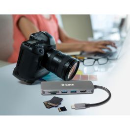 D - link Docking D - Link USB Tipo C 6, 2x USB 3.2 Gen 1, 1x USB Tipo C, 1x HDMI 1.4, Lector Tarjetas SD, 4K Ultra HD, Power Delivery 60W, Gris