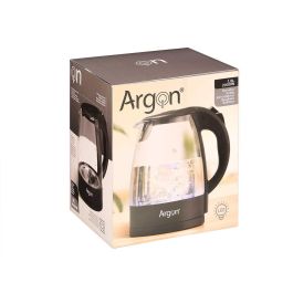 Hervidor Agua Cristal Negro 2000W 1,8L Argon 23X24CM (6 Unidades) Hervidor Agua Cristal Negro 2000W 1,8L Argon 23X24CM (6 Unidades)