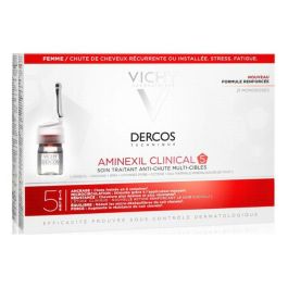 Vichy Dercos Aminexil Clinical 5 Tratamiento Anticaída Mujer. Fortalece el anclaje y estimula el crecimiento del cabello. 21 Monodosis x 6 ml.