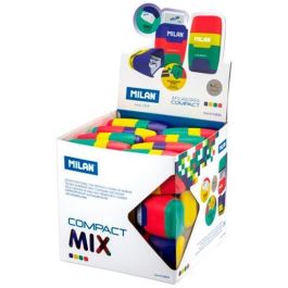 Milan Sacapuntas con Goma de Borrar Compac Mix, Cúbo Expositor 24 Unidades Surtidas, Colores Rojo, Verde, Amarillo y Azul Precio: 48.50000045. SKU: B13SL43R4J
