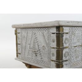 DKD Home Decor Mesa Centro Estilo Indio Blanco Dorado 115 x 60 x 45 cm