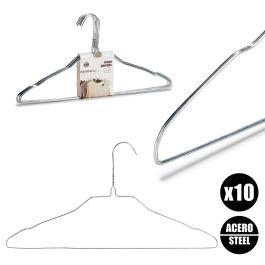 Set 10 Perchas de Acero Plata Grande Kipit 40x20x2 cm (24 Unidades) Set 10 Perchas de Acero Plata Grande Kipit 40x20x2 cm (24 Unidades)