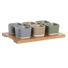 DKD Home Decor Aperitivo Set de 7 Piezas Porcelana y Bambú Multicolor 21.6 x 15 x 1.5 cm Precio: 18.69000001. SKU: B15ZDCDDEJ