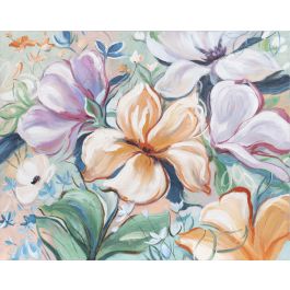 DKD Home Decor Cuadro Shabby Multicolor Flores Lienzo Pino 100x3.7x80 cm (2 Unidades)