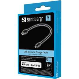 Sandberg Cable de Sincronización y Carga USB a Lightning MFI para Ordenador y Carga de Baterías 0.2m Negro