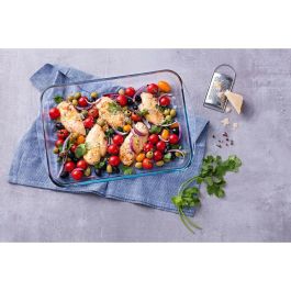 Pyrex Iconic'S Fuente Rectangular para Horno de Vidrio Borosilicato Transparente 40x27x6 cm Apta Lavavajillas y Microondas