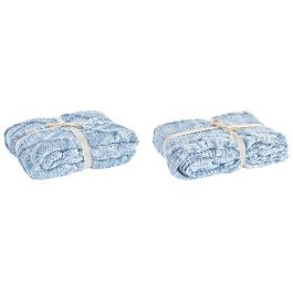 DKD Home Decor Plaid Alpino Poliéster Azul Celeste 125x150 cm 580 gsm (2 Unidades)