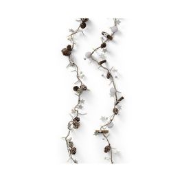 Lumineo Guirnalda Decorativa de Piñas y Estrellas, 24 LEDs, Luz Cálida, 1,20 m, Uso Interior, con Temporizador
