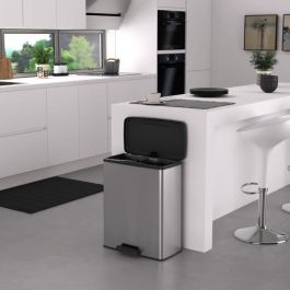 Curver CUR3253924839967 Cubo de Basura Rectangular Deco Bin 65L, Gris Metalizado, 49x29x61 cm