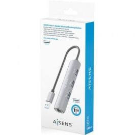 Aisens ASUC-4P034-GR Hub USB 3.0 a Gigabit Ethernet con 3 Puertos USB-A, Gris