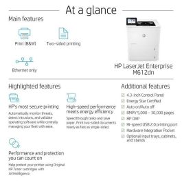HP M612dn Impresora Láser Enterprise con JetIntelligence, Duplex, Red, Alto Rendimiento, Eficiencia Energética y Máxima Seguridad