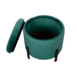 DKD Home Decor Reposapiés con Tapa y Almacenaje Turquesa 44x42x44 cm de Poliéster y Metal Precio: 56.6900004. SKU: S3040713